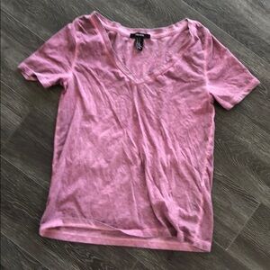 Forever 21 Women's V-Neck T-Shirt Short Sleeve Basic Casual Tee Pink Size XS